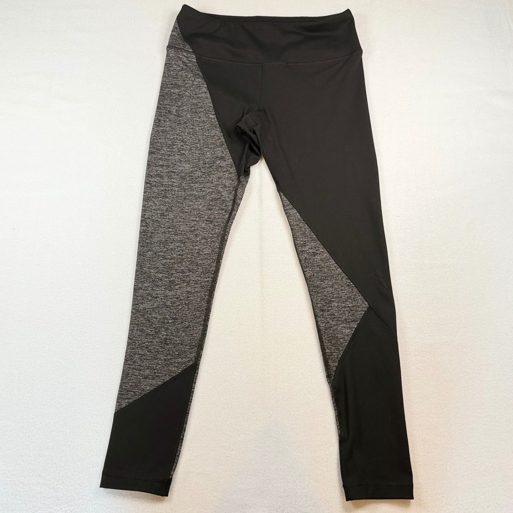 Yogalicious Womens Black Grey Colorblock High Waist Yoga Leggings Size M